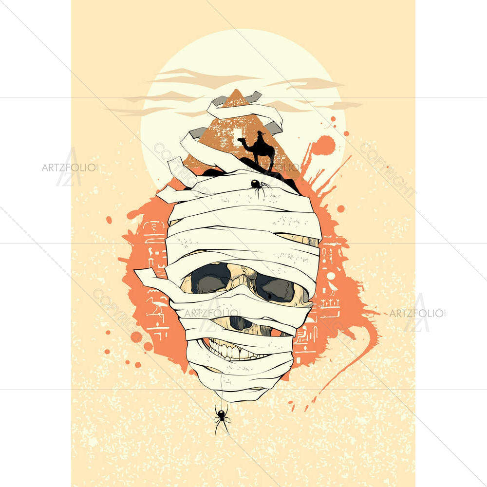 Egyptian Design With Mummy Skull — Abstract custom art by ArtzFolio