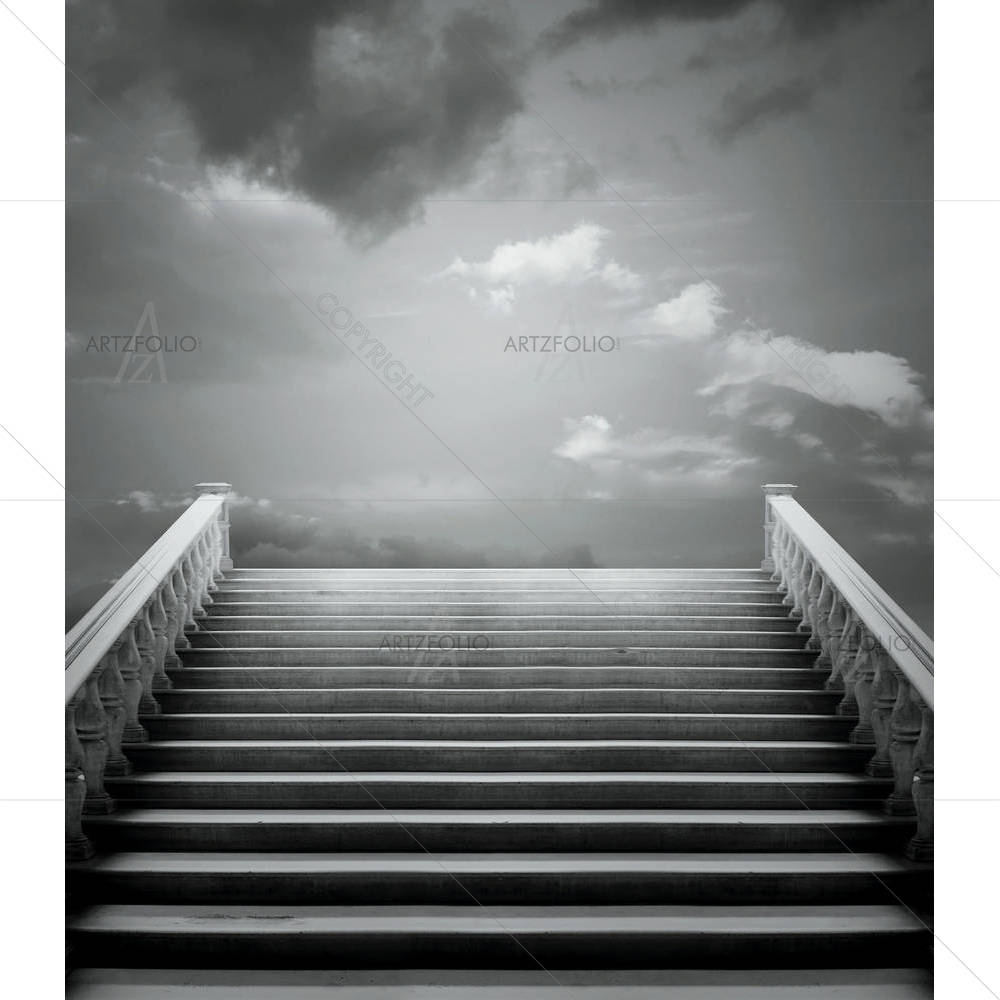 Staircase With A Cloudy Sky — custom-size art design 5002826