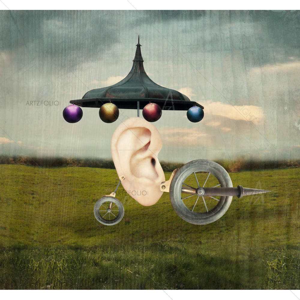 Human Ear With Surreal Wheels — custom-size art design 5002827