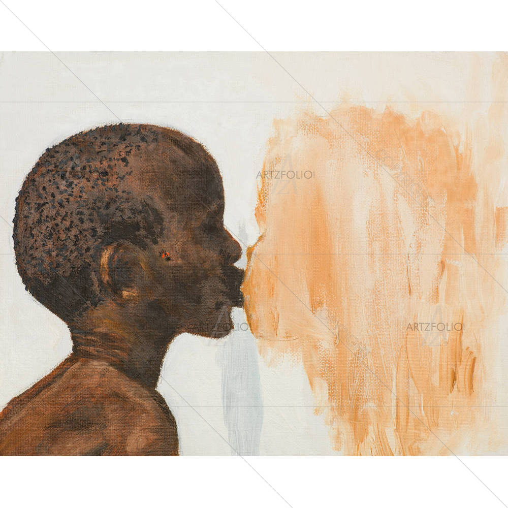 African Boy Kissing A Girl — African custom art by ArtzFolio