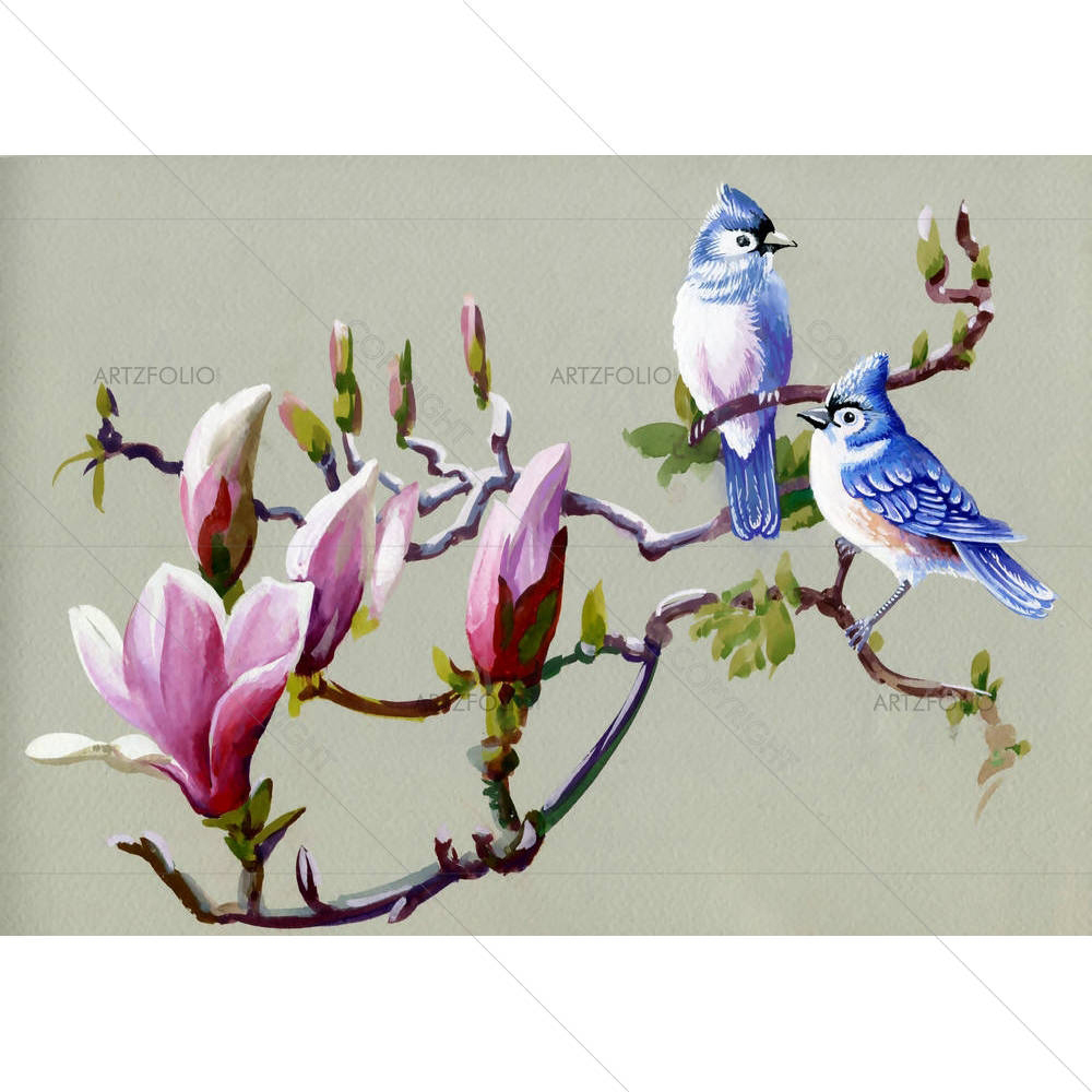Birds Of Spring D2 — custom-size art design 5002857