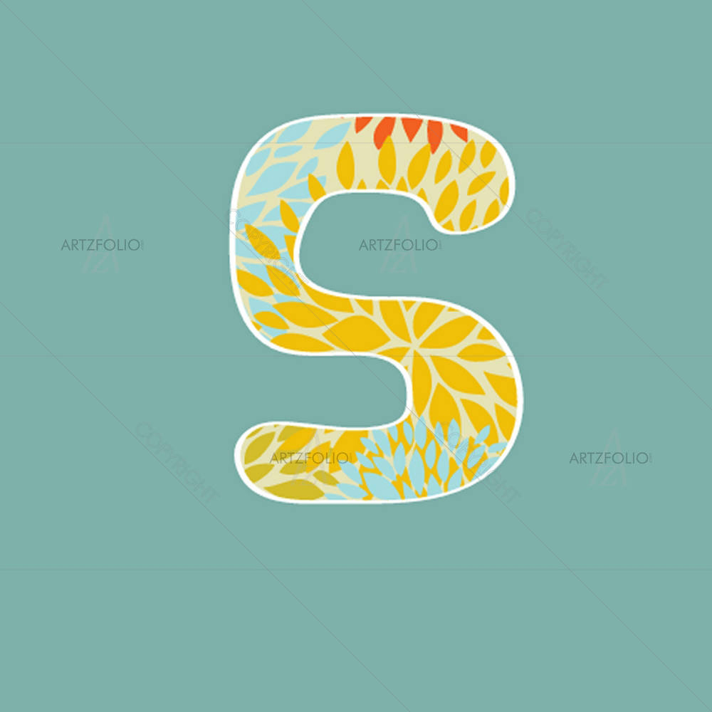 Floral Letter S — Botanical custom art by ArtzFolio