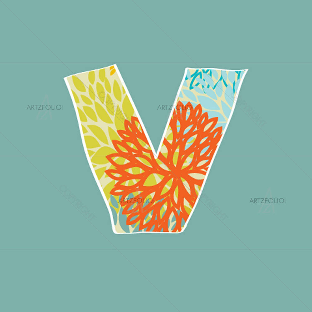 Floral Letter V — custom-size art design 5002866