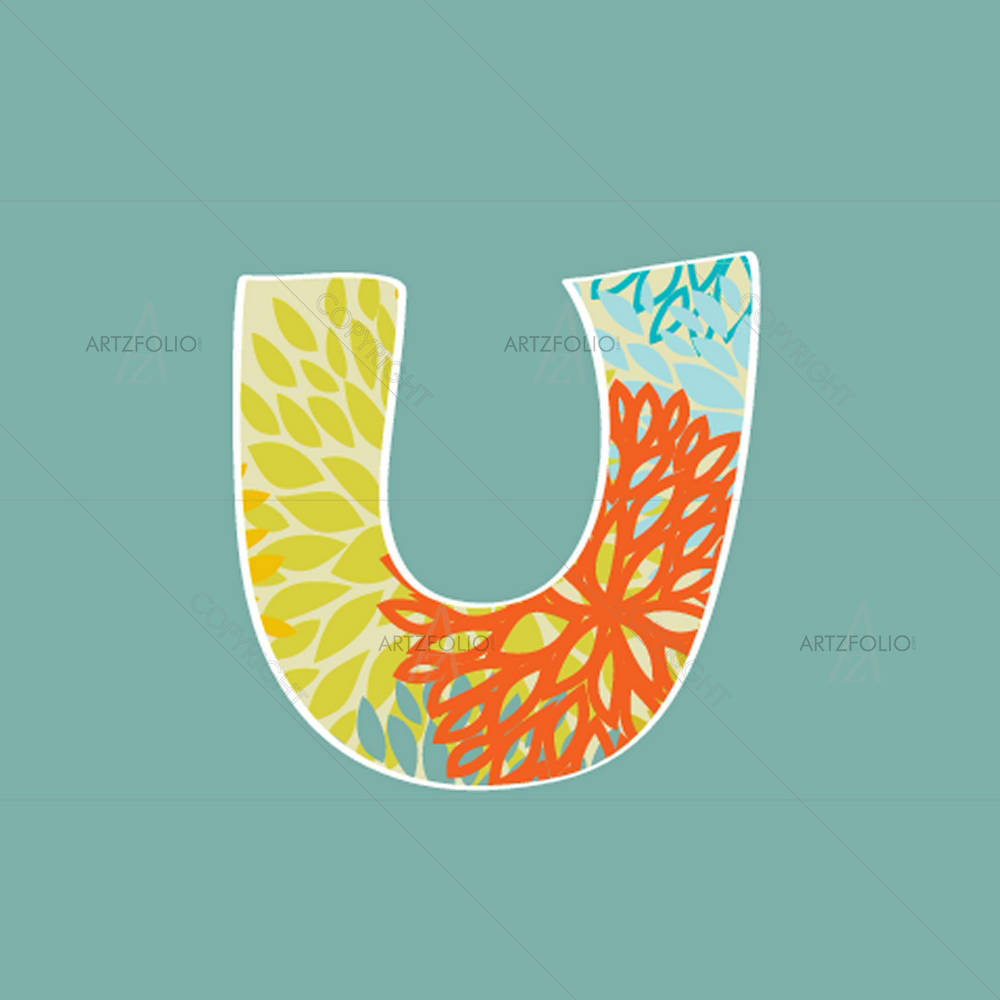 Floral Letter U — custom-size art design 5002867