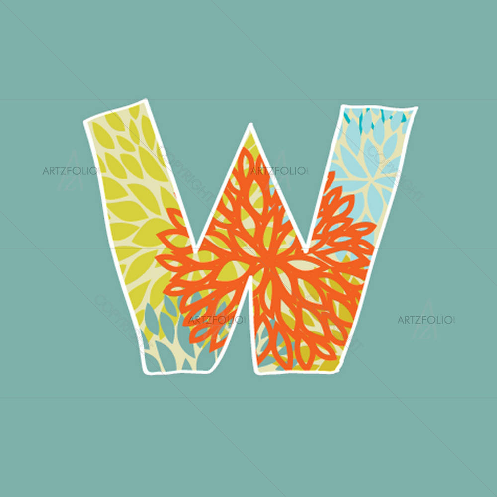 Floral Letter W — Botanical custom art by ArtzFolio