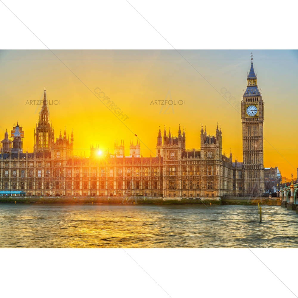 Houses Of Parliament At Sunset, London, England — Ancient custom art by ArtzFolio