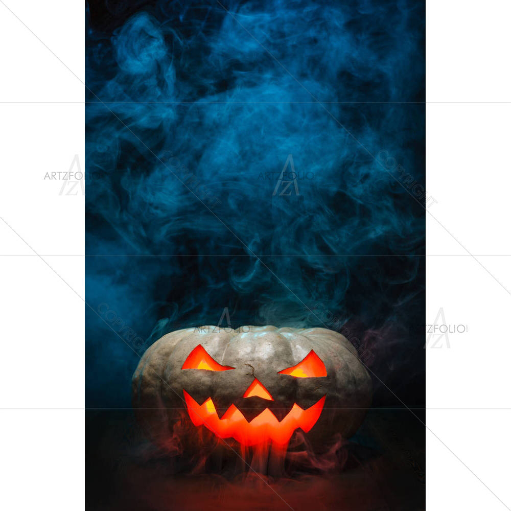 Smoking Halloween Pumpkin — custom-size art design 5002878