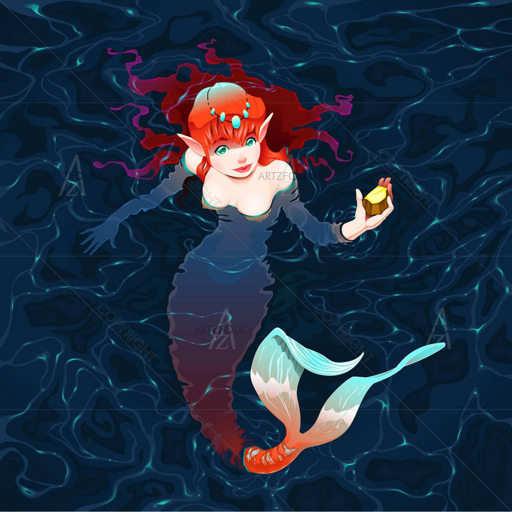 Mermaid In The Water — custom-size art design 5002879