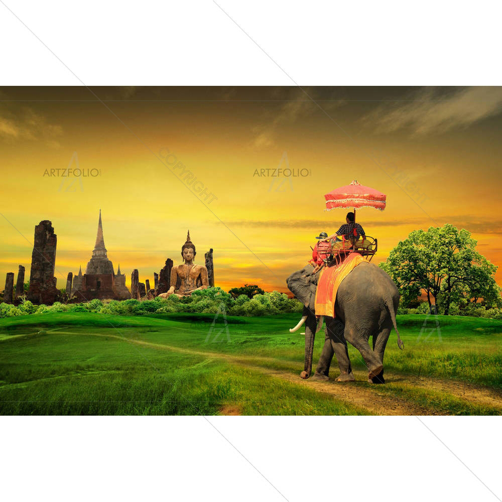 Sunset Thai Countryside Thailand — Animals custom art by ArtzFolio