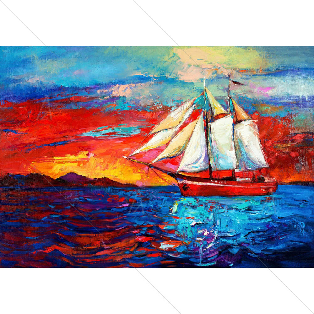 Sail Ship & Sea D2 — Abstract custom art by ArtzFolio