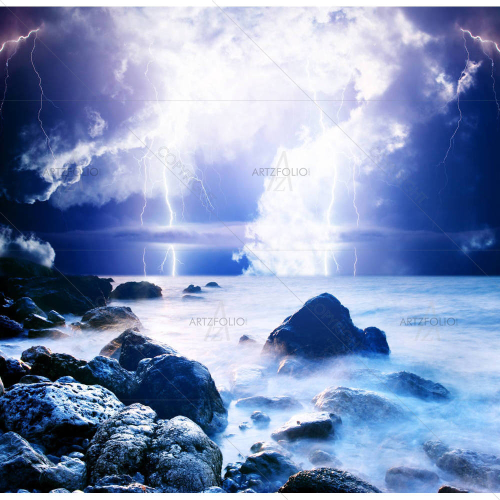 Summer Storm Beginning With Lightning D3 — custom-size art design 5002926