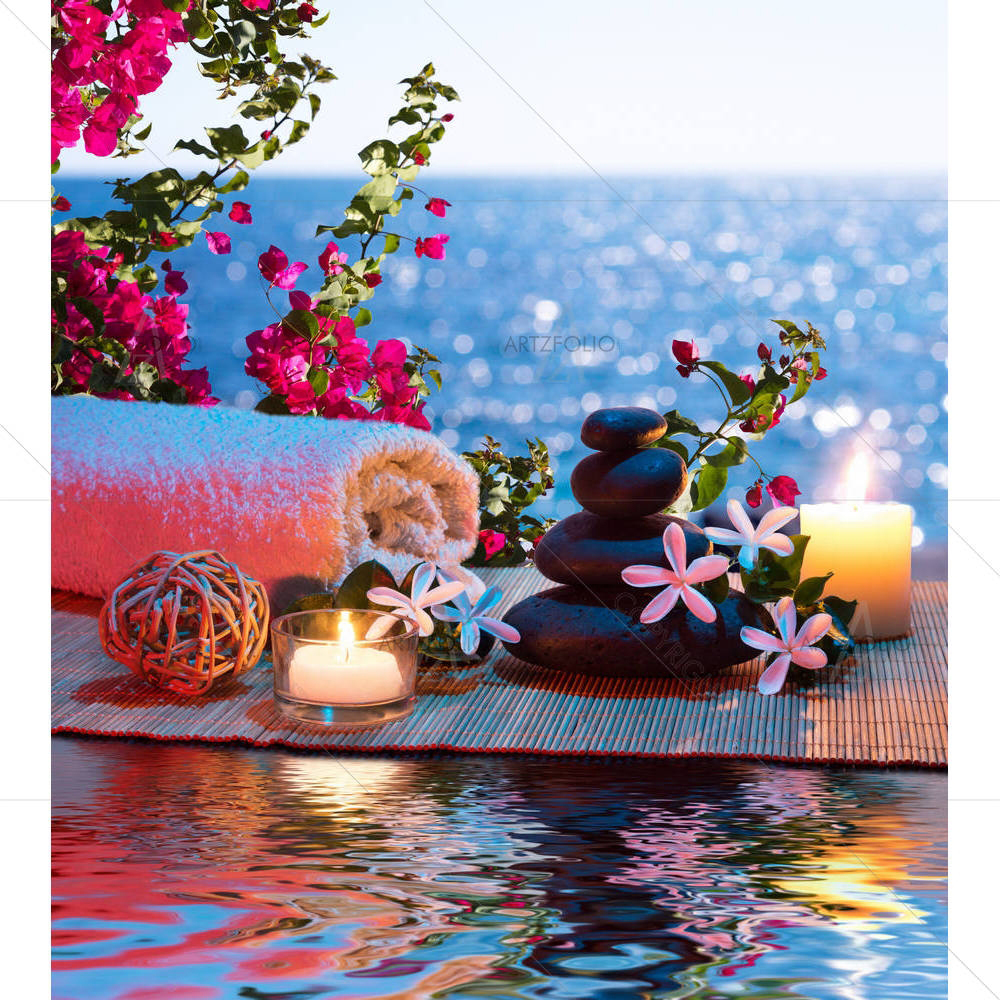 Candles Black Stones & Tiare — custom-size art design 5002929