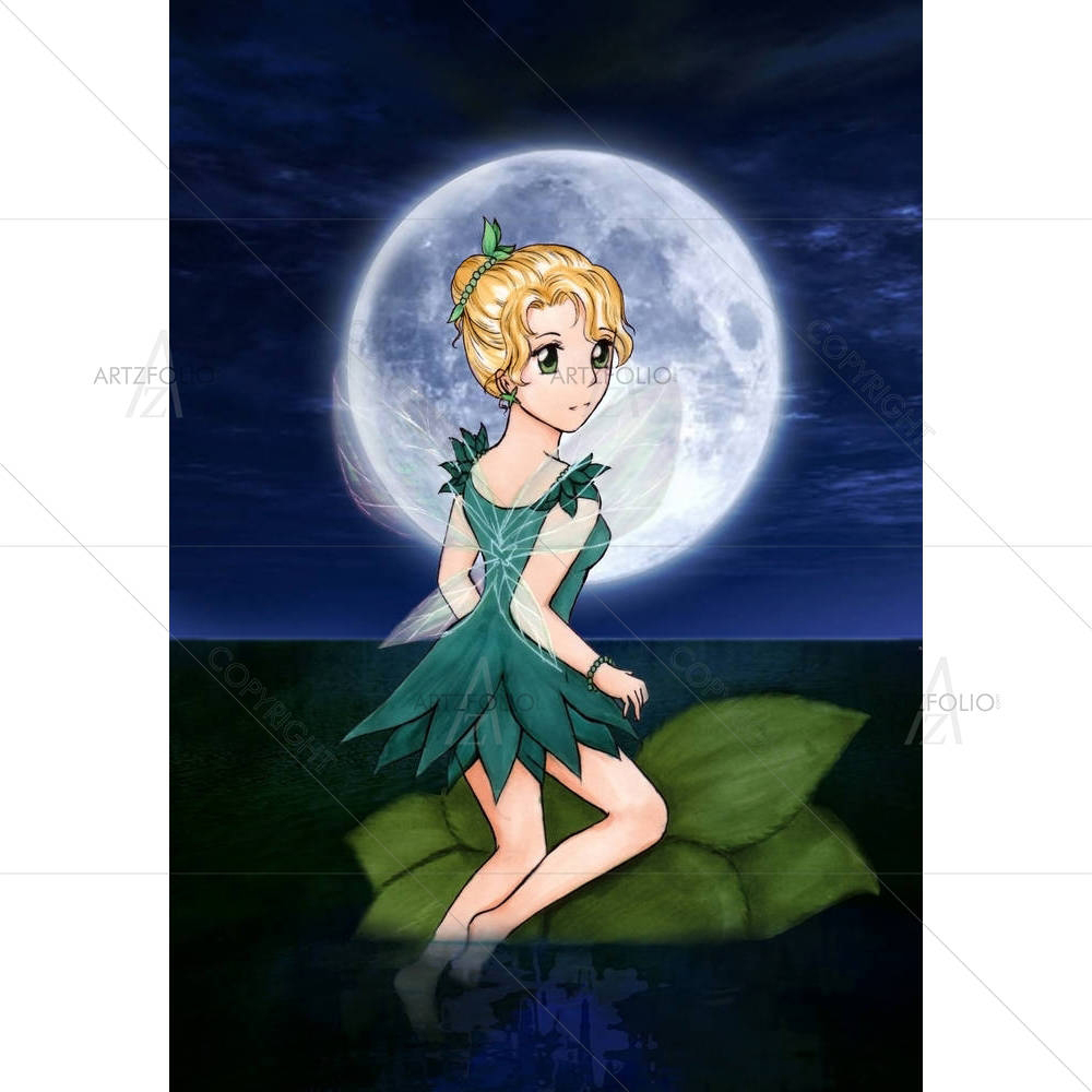 Water Fairy & The Full Moon — custom-size art design 5002931