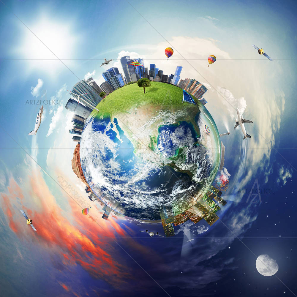 Modern World With Skyscraper — custom-size art design 5002942