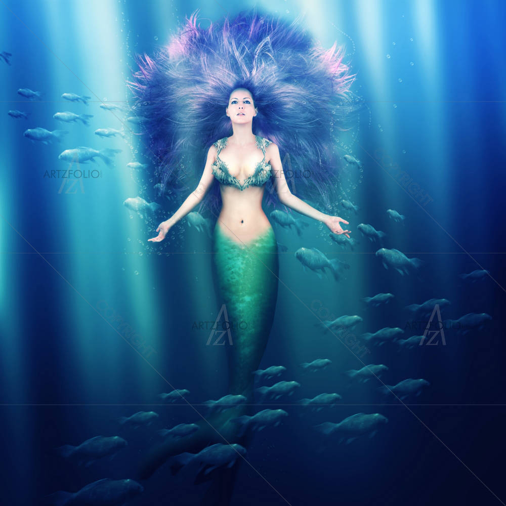 Mermaid With Fish Tail D1 — Fantasy custom art by ArtzFolio