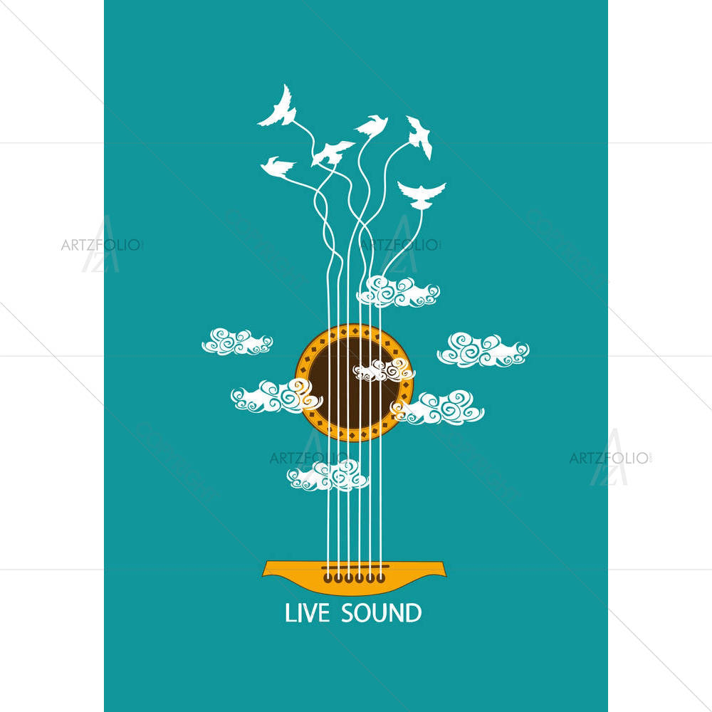 Guitar & Birds In The Sky — Birds custom art by ArtzFolio