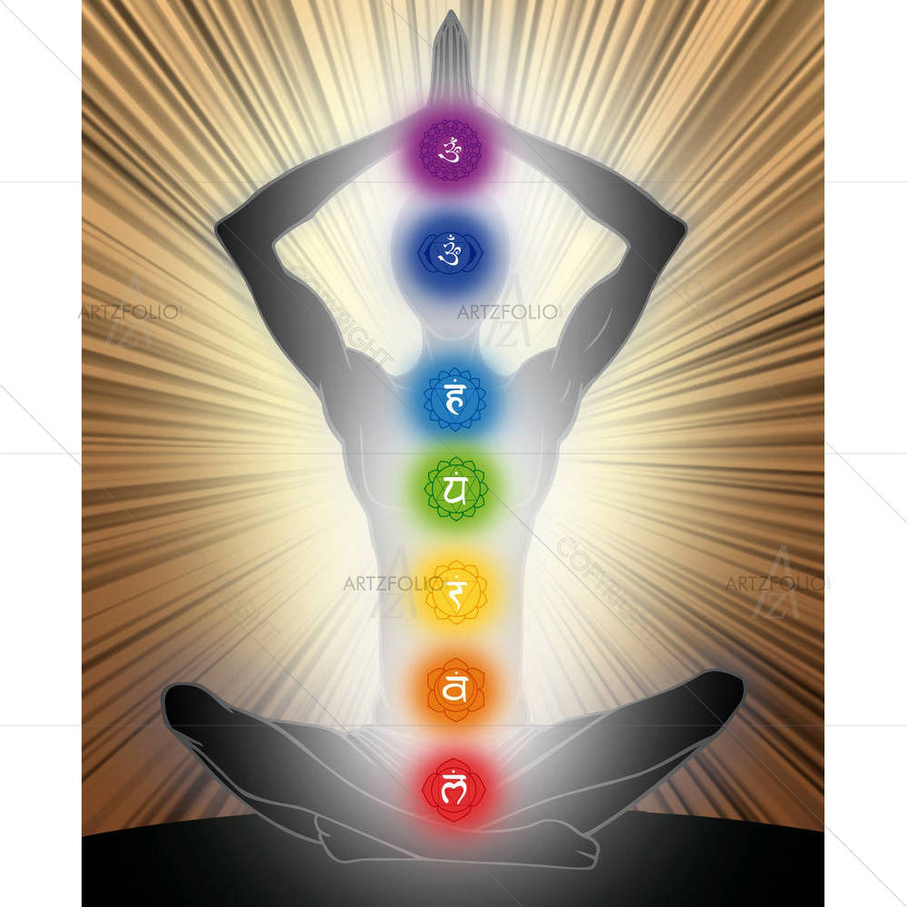 Yoga Position With The Symbols Of Seven Chakras D1 — custom-size art design 5002971