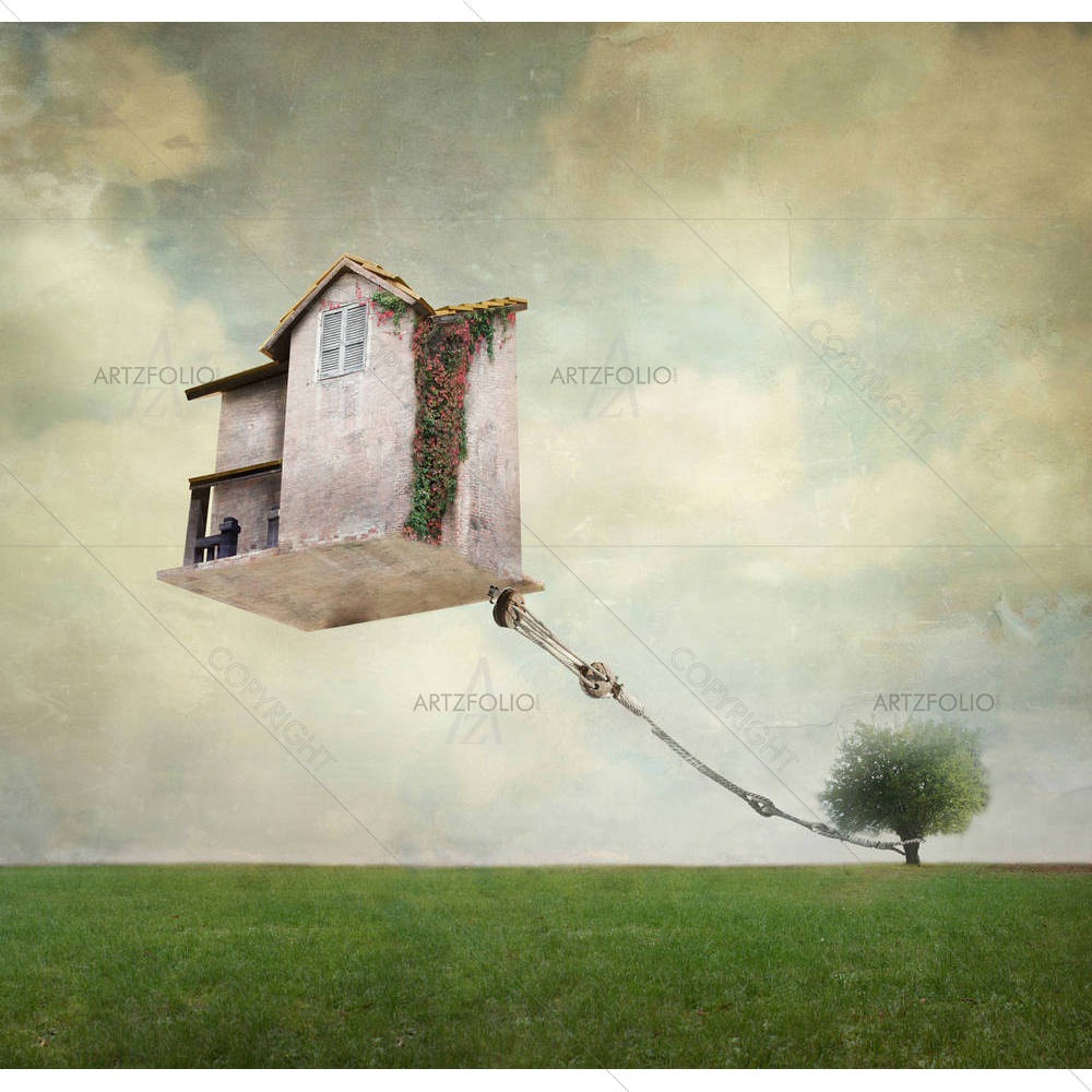 House Floating In The Air — custom-size art design 5002973
