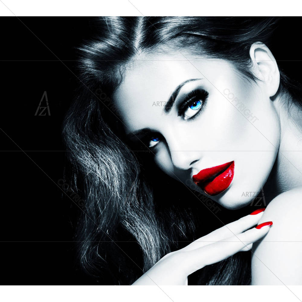 Beauty Girl With Red Lips & Nails — custom-size art design 5002981