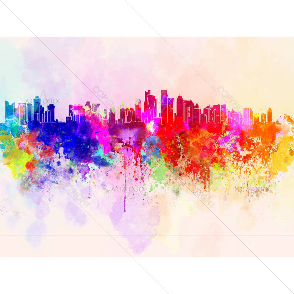 Doha Skyline, UAE — Abstract custom art by ArtzFolio