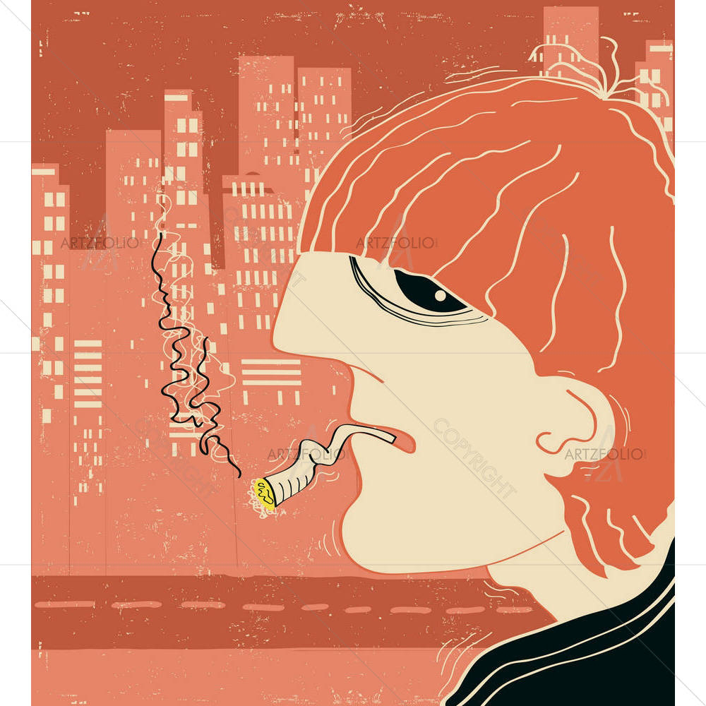 Man With Smoking Sigaret — custom-size art design 5002986