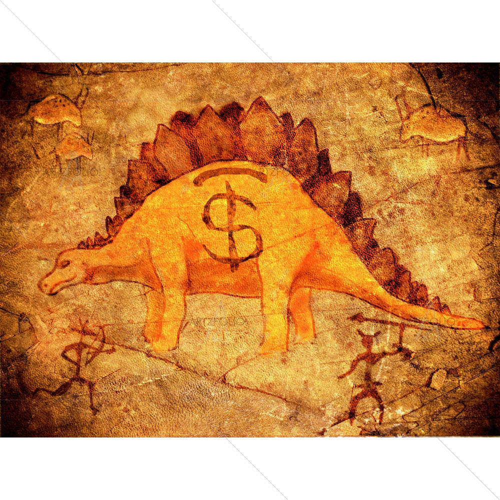 Piggy Bank With Dinosaur — Fluid marble custom art by ArtzFolio