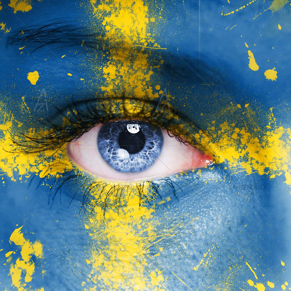 Sweden Flag Painted On Woman Face — custom-size art design 5003023