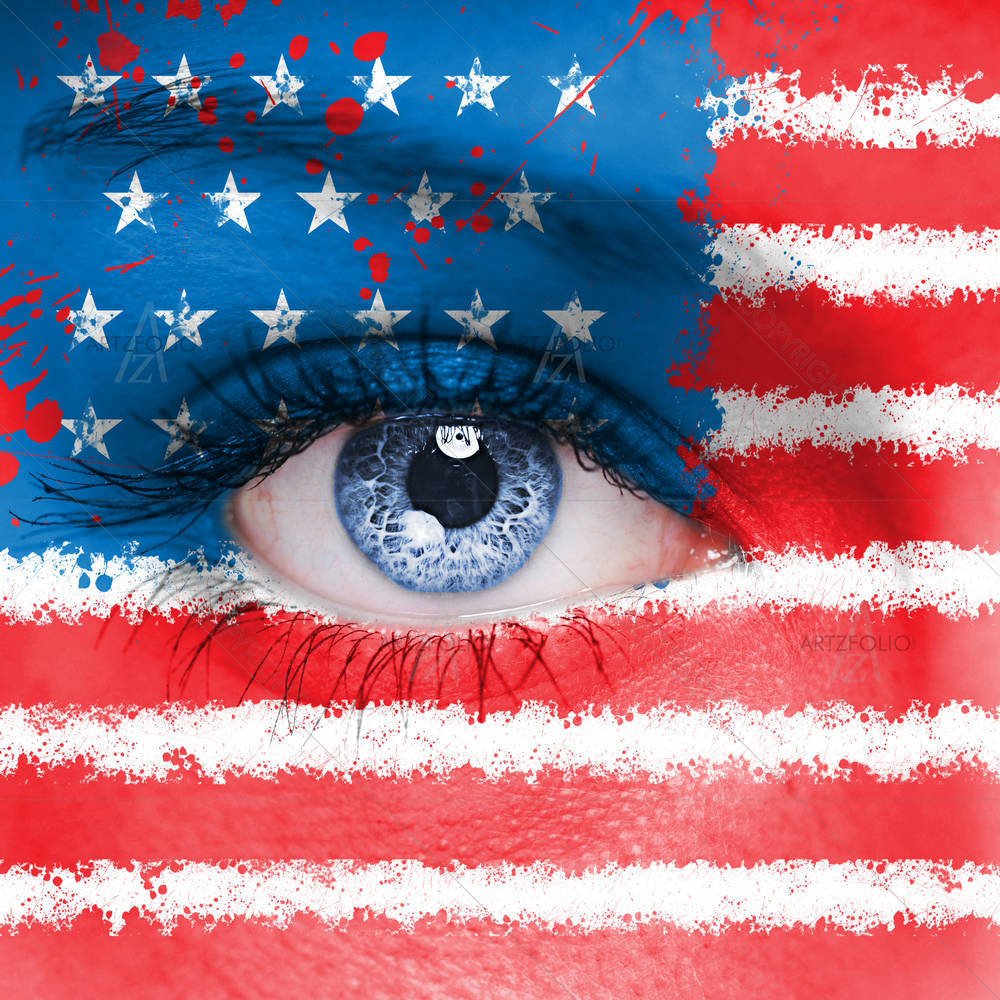 USA Flag Painted On Woman Face — Adult custom art by ArtzFolio