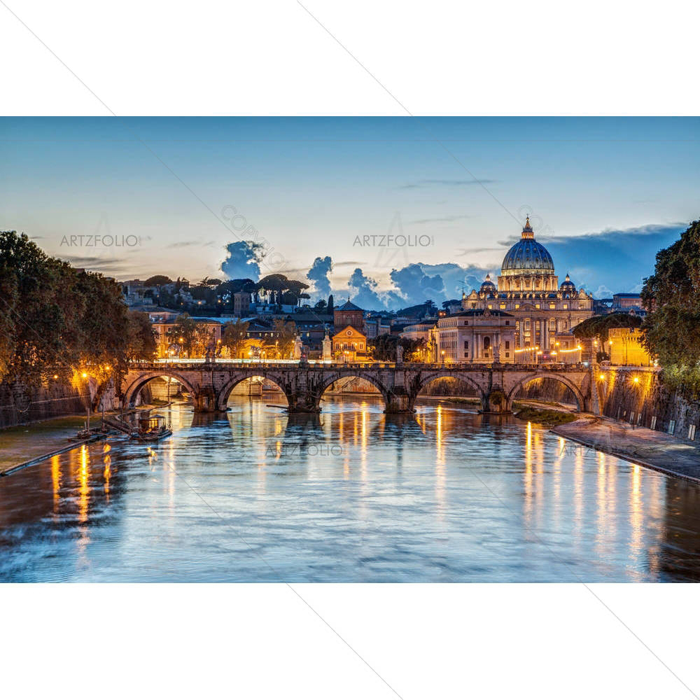 St. Peters Basilica At Dusk in Rome, Italy — custom-size art design 5003026