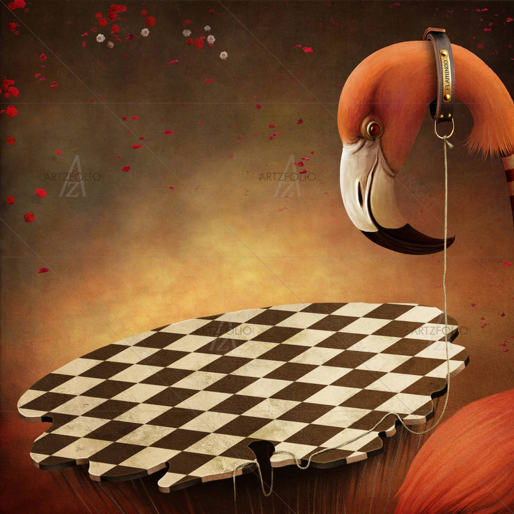 Fairy Tale Wonderland With Flamingo & Platform — custom-size art design 5003031