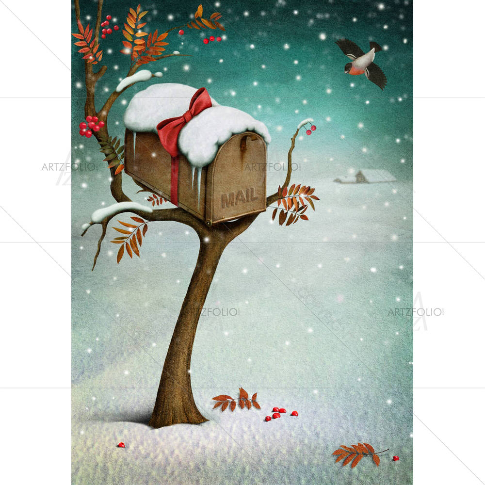 Mailbox In Winter Forest — custom-size art design 5003032