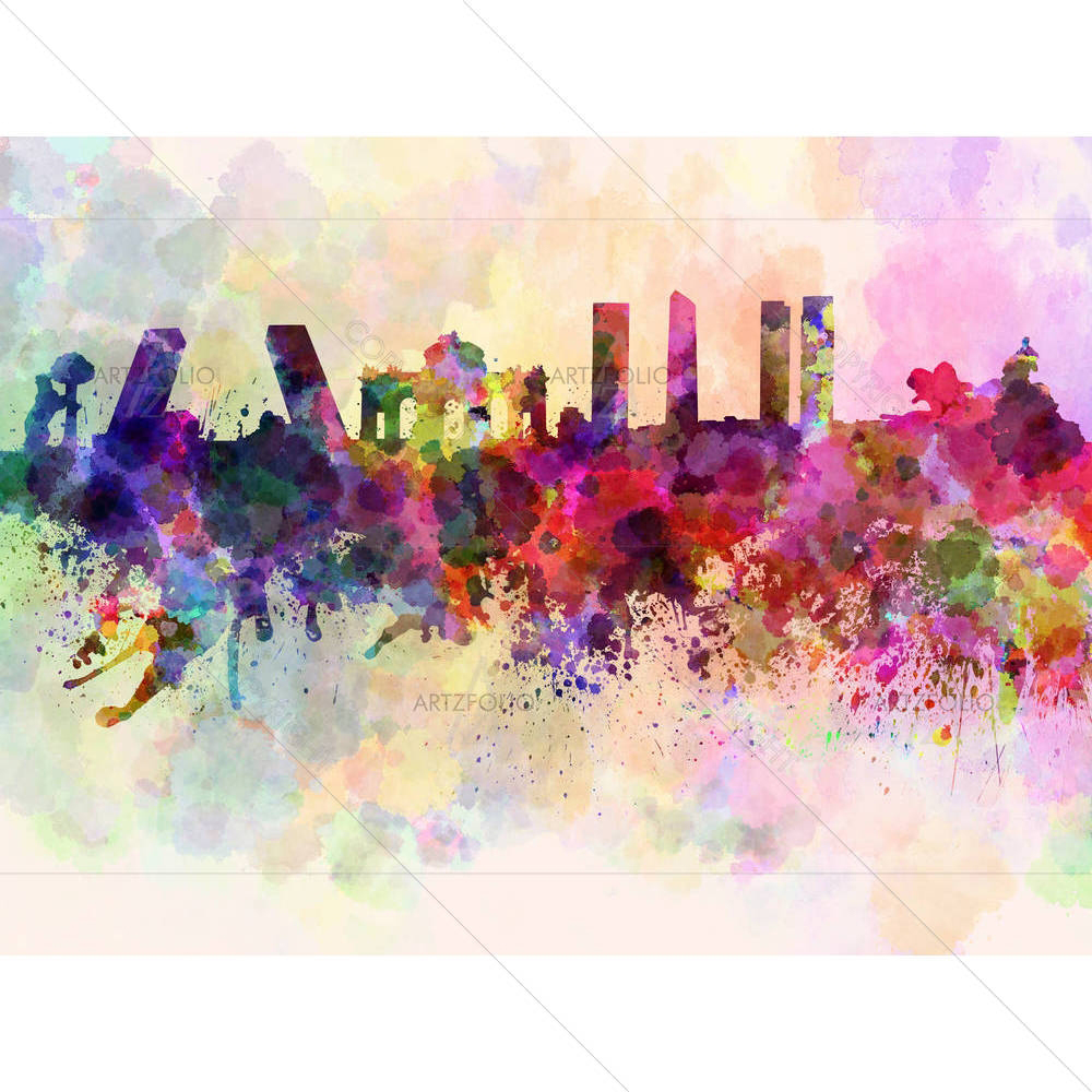 Madrid Skyline In Watercolor, Spain — Abstract custom art by ArtzFolio