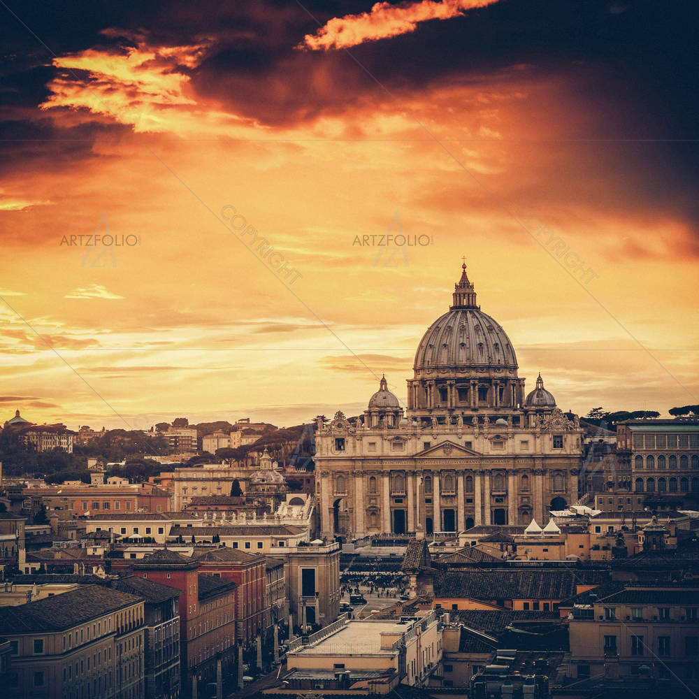St. Peter's Cathedral in Rome, Italy — Ancient custom art by ArtzFolio