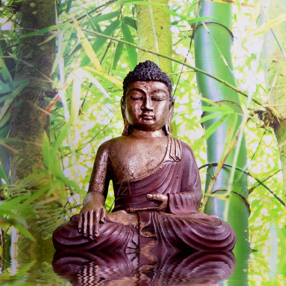 Buddha With Green Bamboo — custom-size art design 5003076