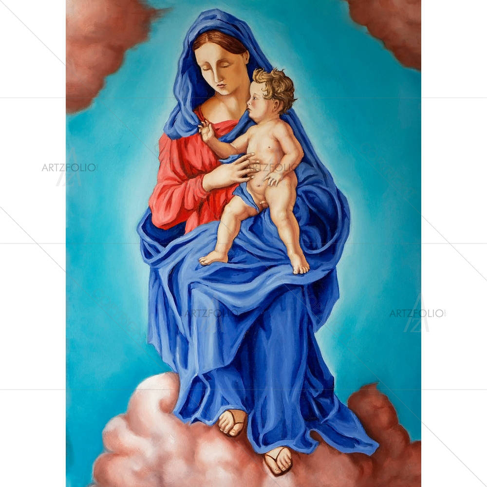 Artwork Of A Young Woman & Her Baby — custom-size art design 5003084