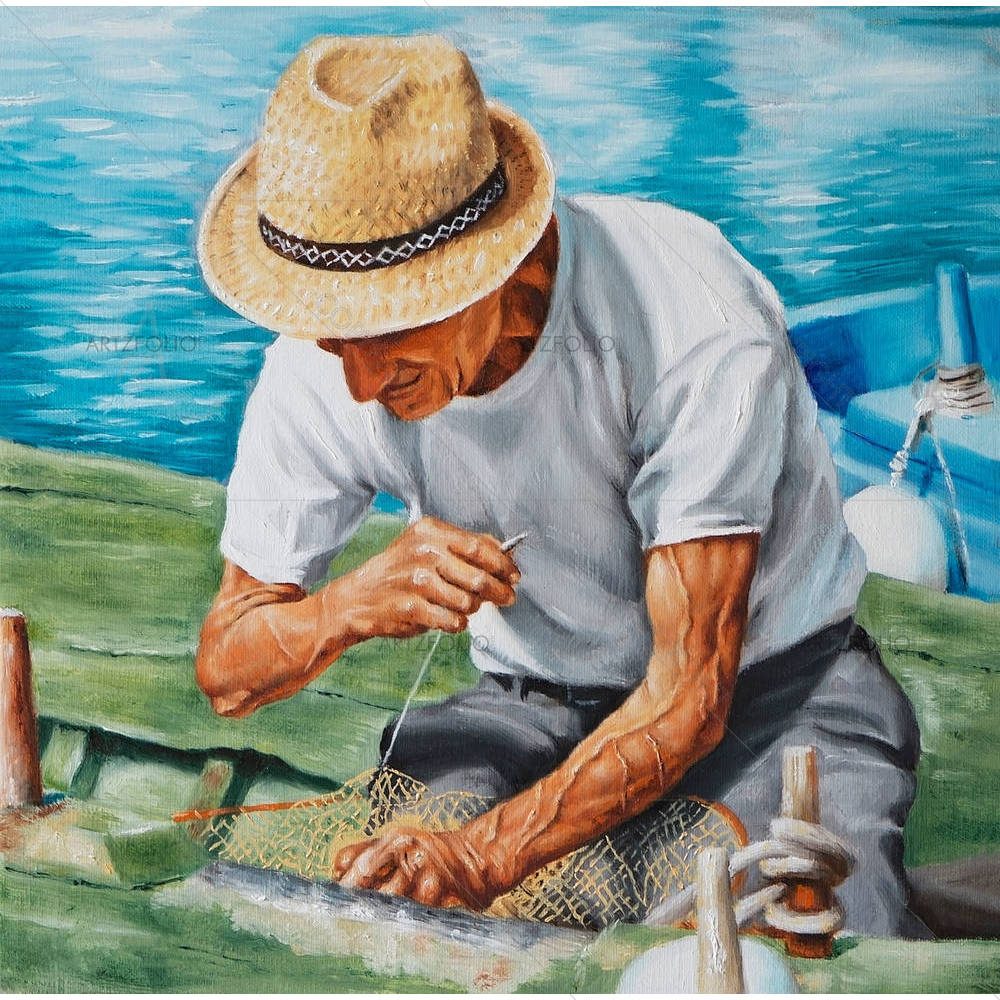 Fisherman & His Fishing Net — Hobbies custom art by ArtzFolio