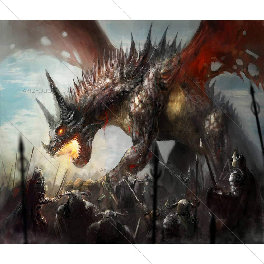 Knights Hunting Dragon — custom-size art design 5003088