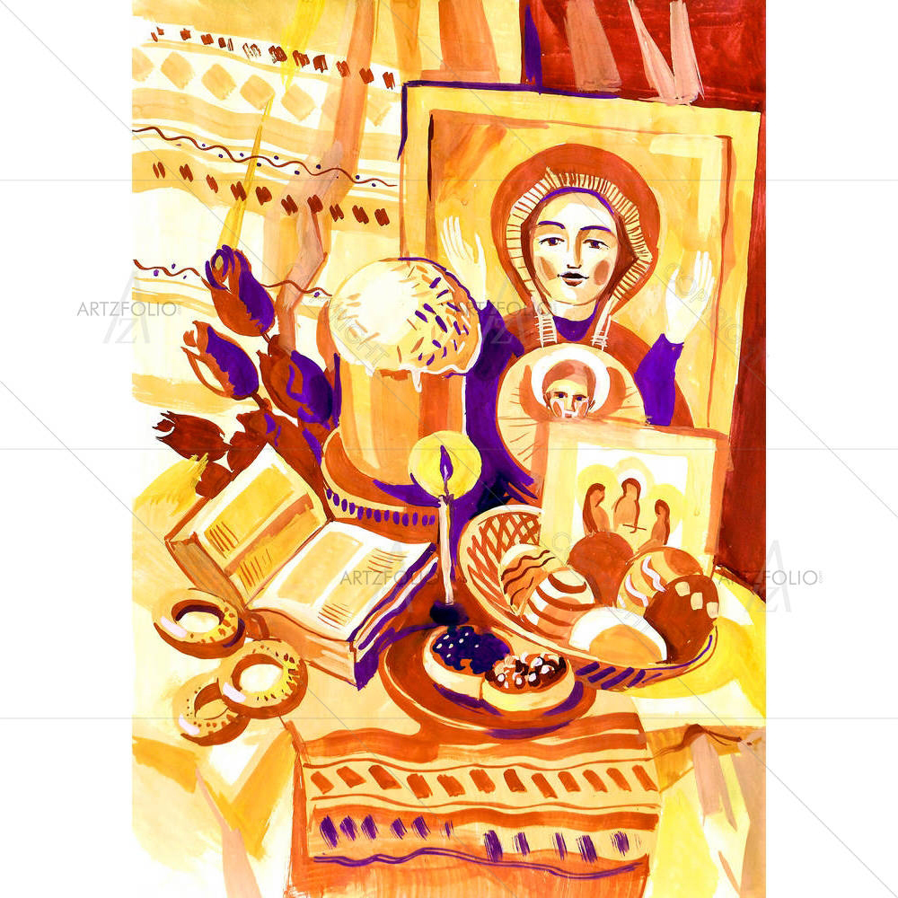 Easter Still Life With An Icon — custom-size art design 5003090