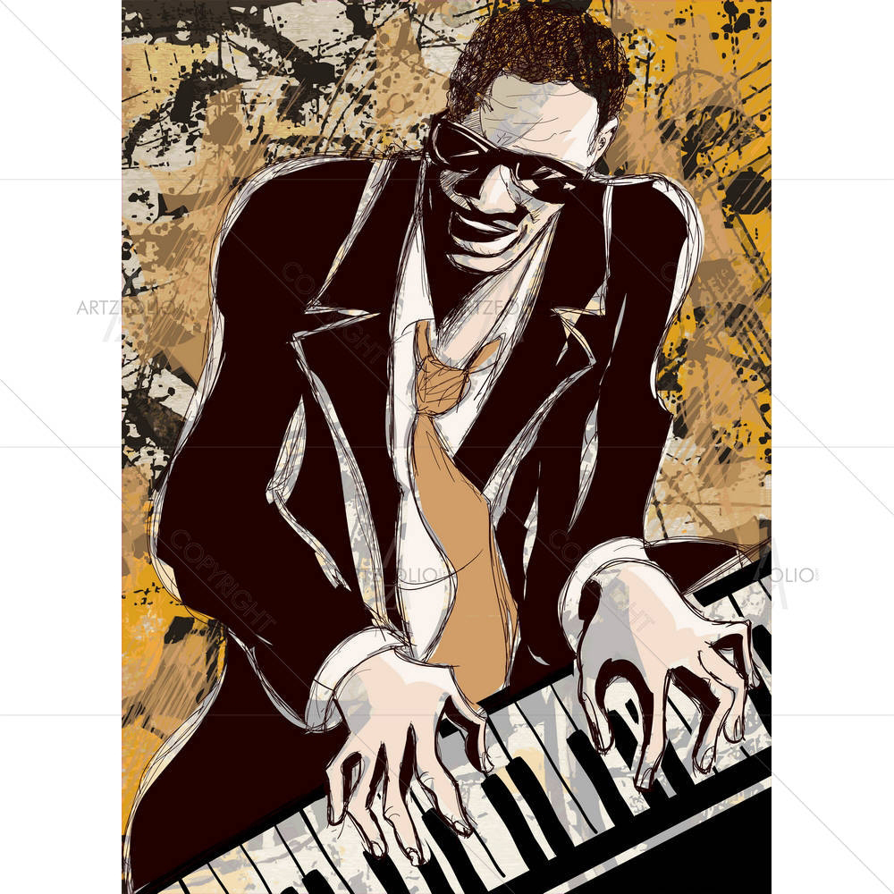 Afro American Jazz Pianist — custom-size art design 5003096