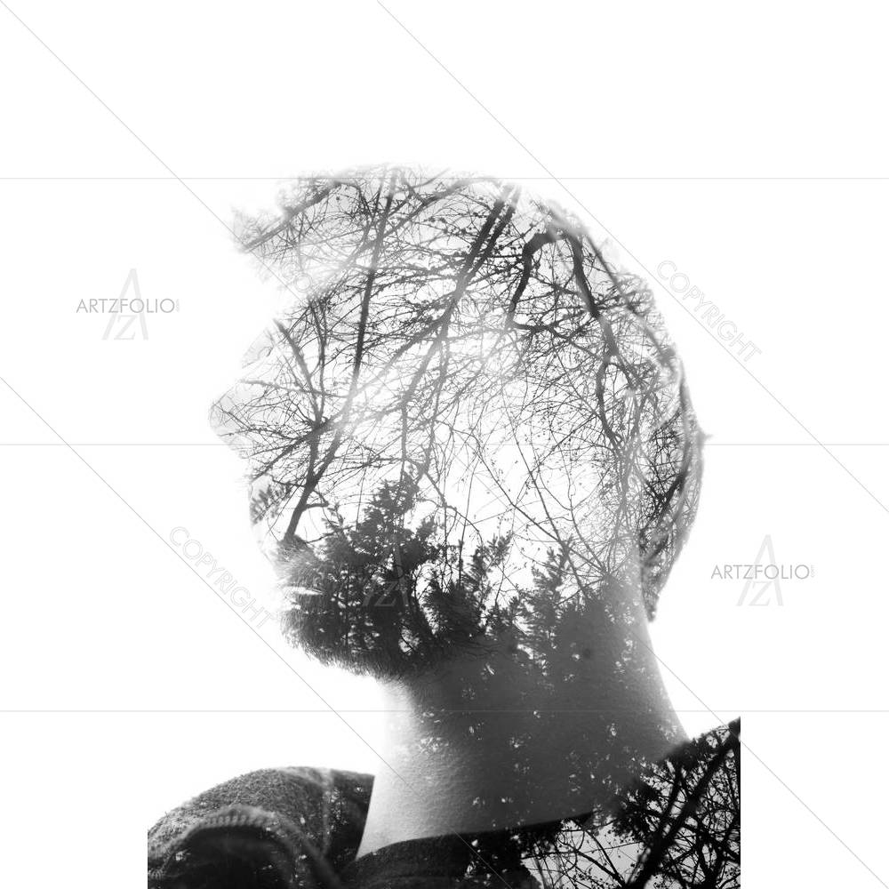 Man's Face Staring & Pondering In Wonder D1 — custom-size art design 5003104