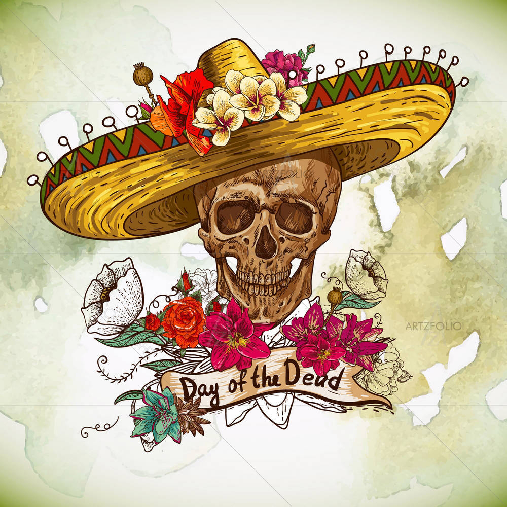 Skull With Flowers — Botanical custom art by ArtzFolio