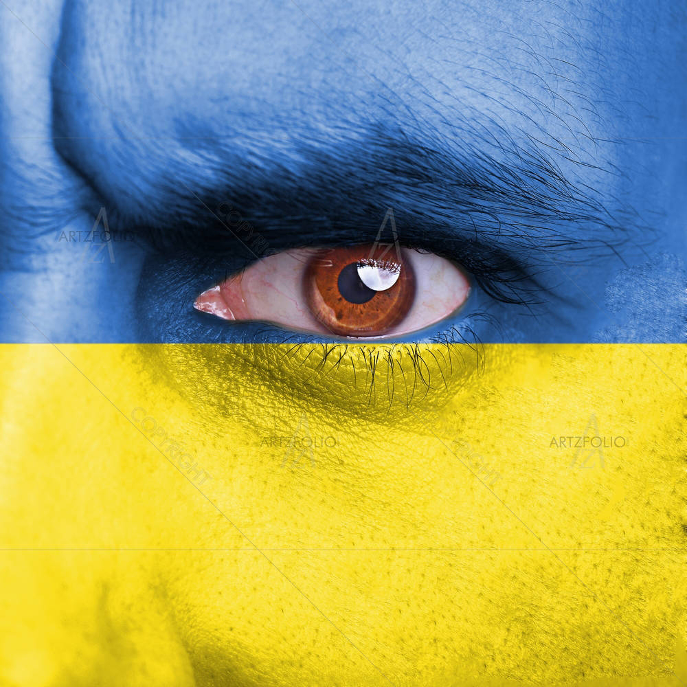 Ukraine Flag Painted On Face — Countries custom art by ArtzFolio