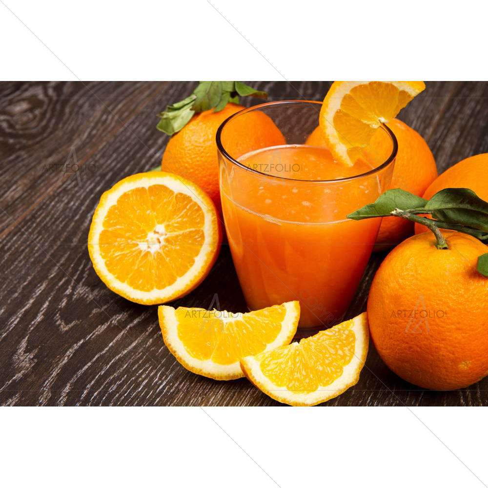 Photo of Fresh Orange Juice & Oranges — custom-size art design 5003126