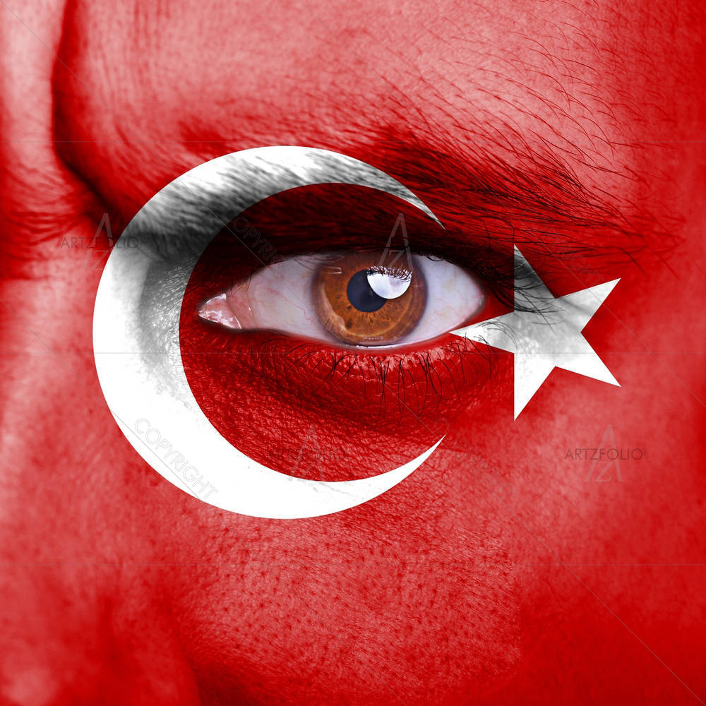 Turkey Flag Painted On Angry Man Face — custom-size art design 5003127
