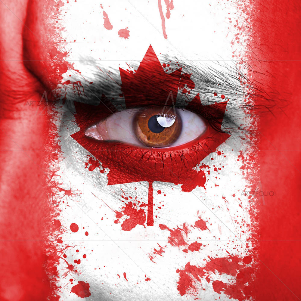 Canada Flag Painted On Angry Man Face — Countries custom art by ArtzFolio