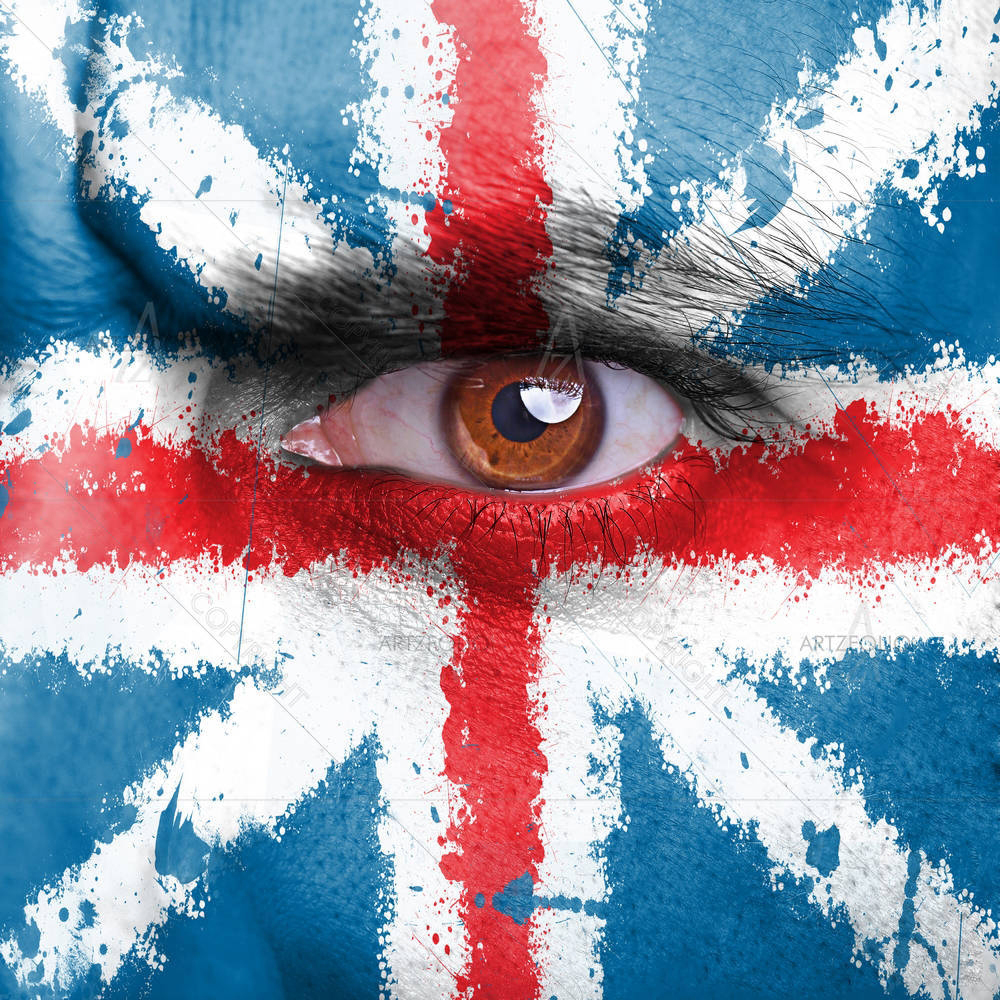 England Flag Painted On Angry Man Face D1 — custom-size art design 5003131
