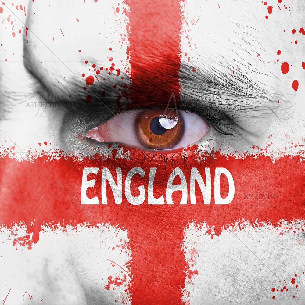 England Flag Painted On Angry Man Face D2 — Adult custom art by ArtzFolio