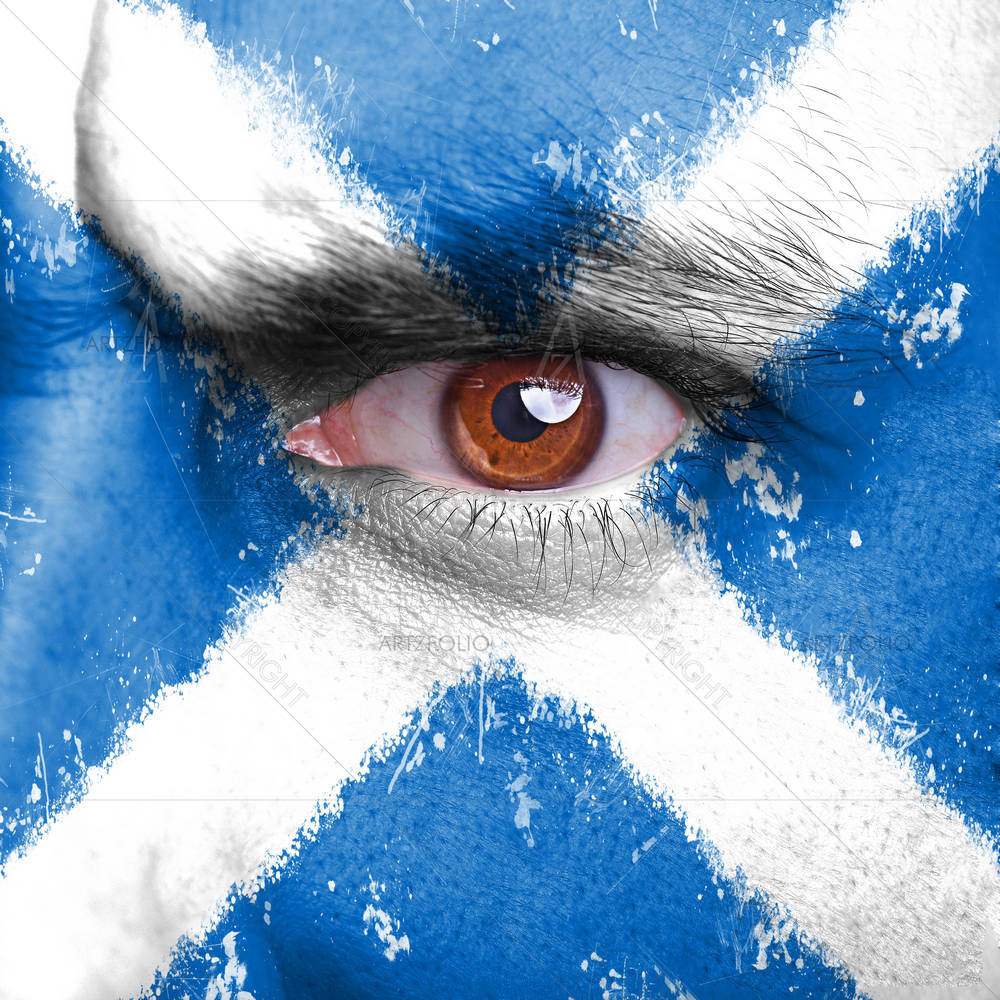 Scotland Flag Painted On Angry Man Face — custom-size art design 5003135