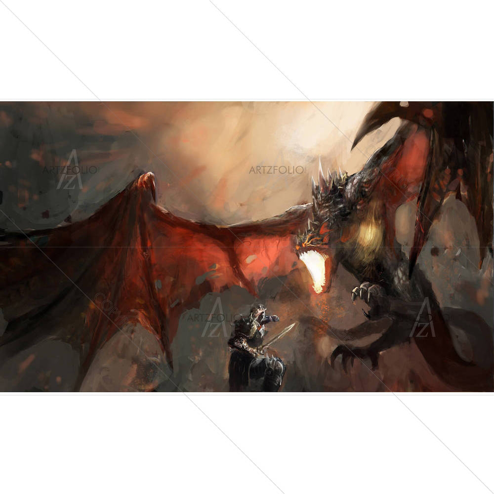 Fighting Dragon — Ancient custom art by ArtzFolio