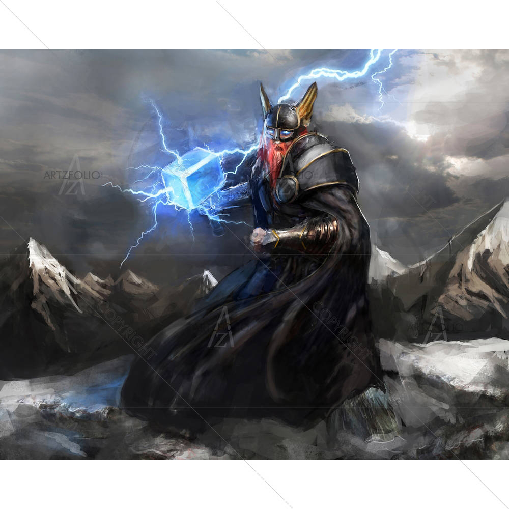 Viking God Of Lightning Thor D2 — Devotional custom art by ArtzFolio